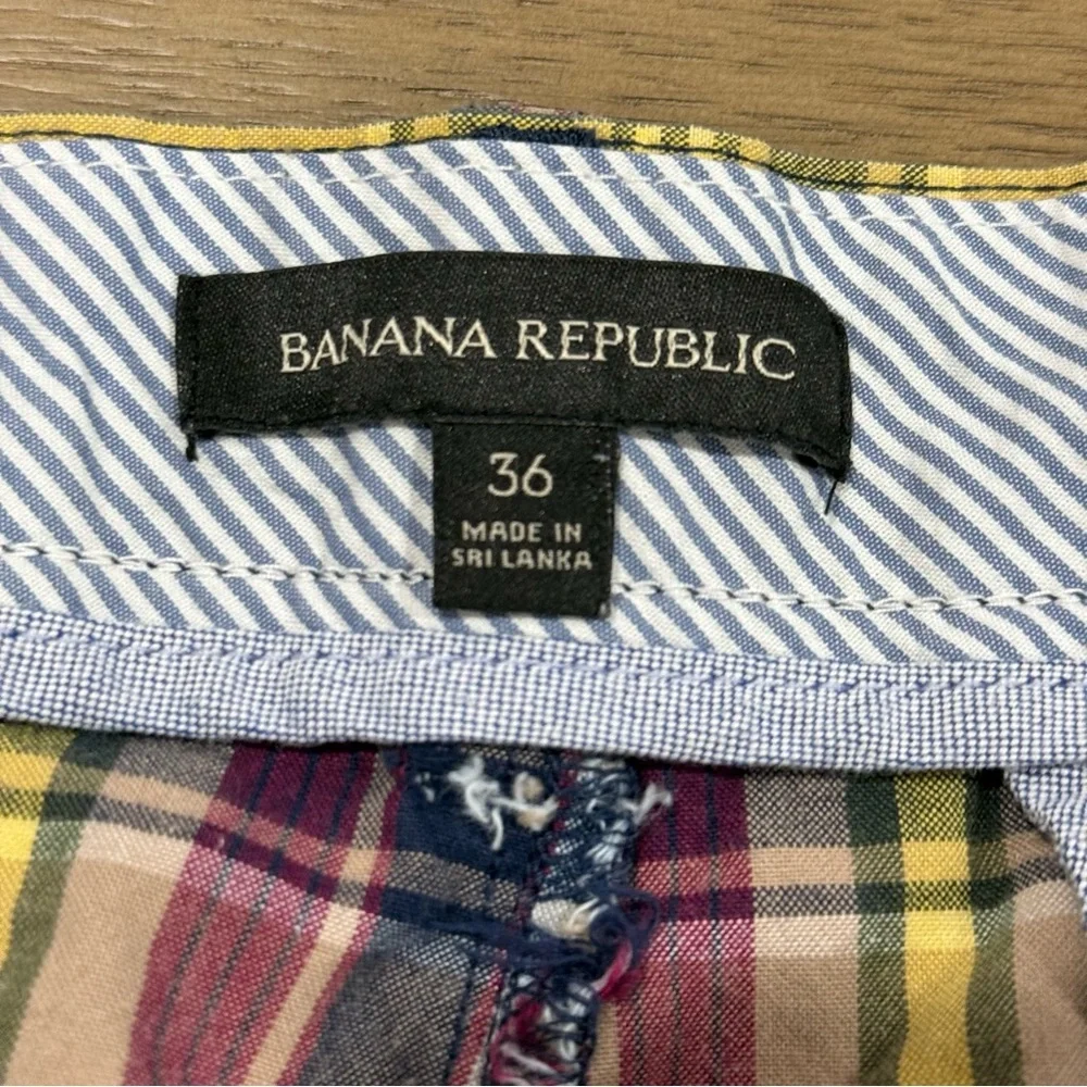 Preppy‎ Plaid Cotton Flat Front Tailored Casual Mens Shorts 36 Banana Republic